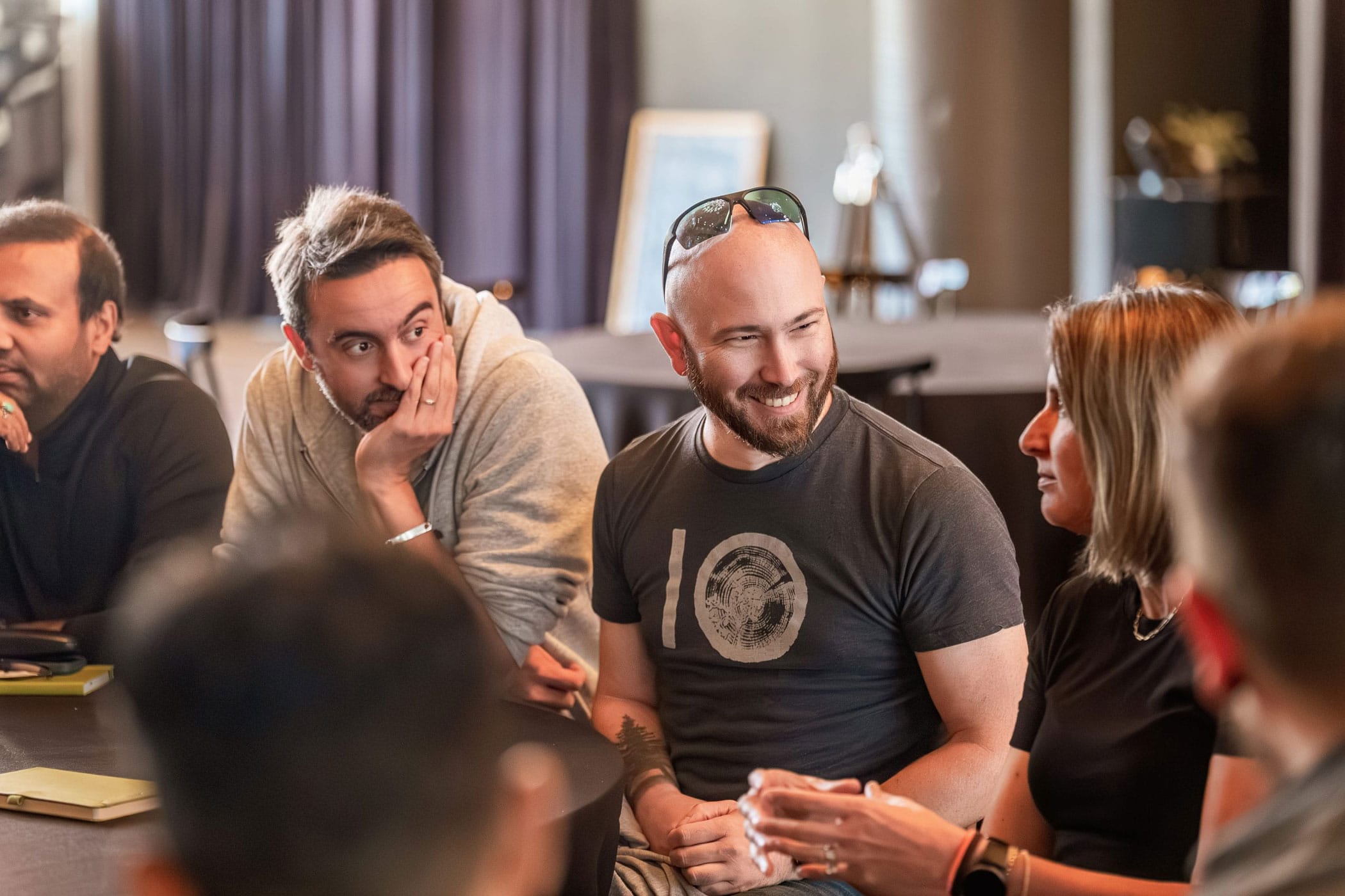 Candid discussion photographed during a Montreal corporate event