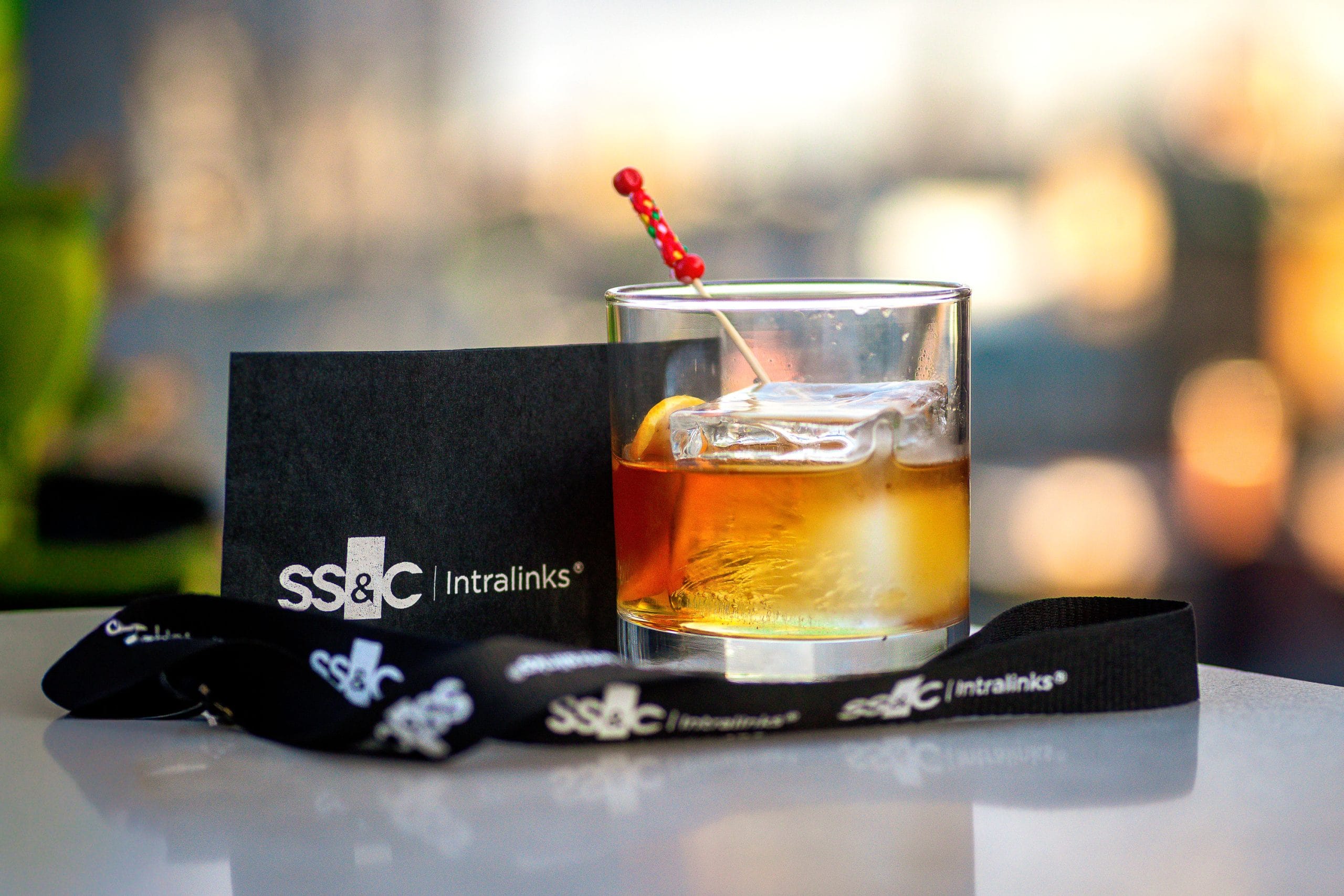 Cocktail detail photographed during a rooftop event in Montreal